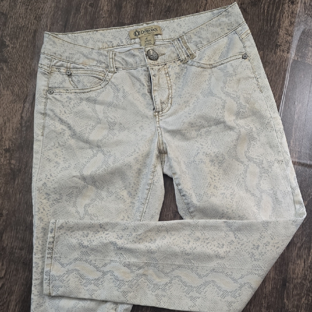 DEMOCRACY Justice Jegging‎ Women's Snake Print Jeans - Gray Taupe Sz 6